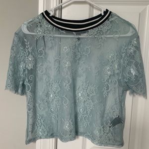 Turquoise See-through H&M top